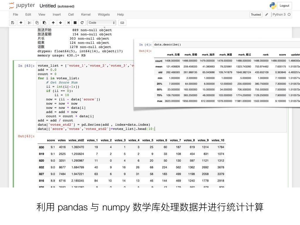 利用 pandas 与 numpy 数学库处理数据并进行统计计算